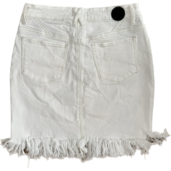 PTCL Ripped Frayed Hem Denim Miniskirt White Jean Distressed Skirt Size 27 - Picture 2 of 11